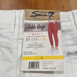 Seven7 NWT white Skin-Fit Ankle Cropped Skinny Leg Jean size 8 high rise